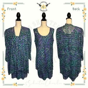 Vintage Patra Stenay 2 Pcs Dress w/ Jacket Paisley Whimsigoth Womens Sz 22 Multi